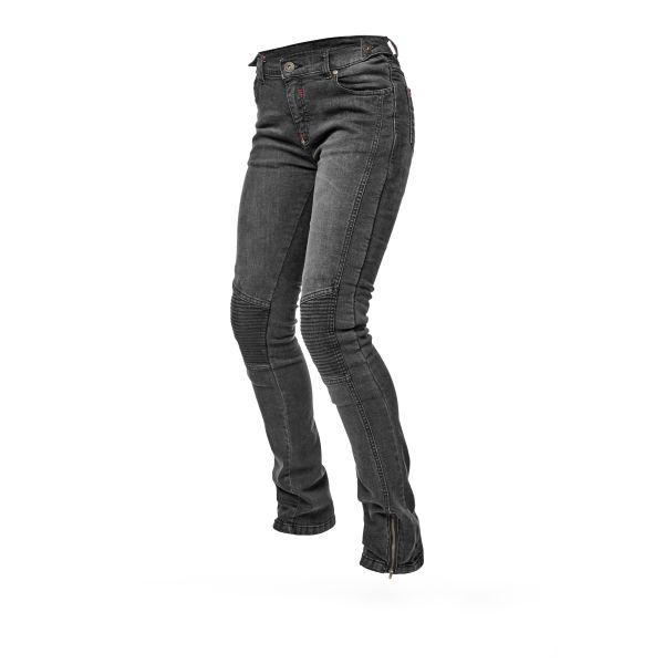 PANTALONI MOTO DAMA JEANS NEGRU CU PROTECTII GENUNCHI [2]