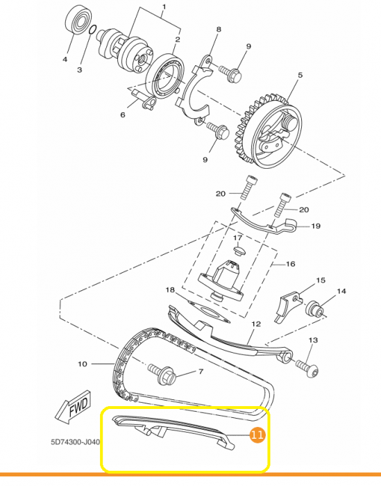 PATINA FIXA YAMAHA YZF-R 125 08-10 / 125 WR / 125 YP / VP 125 98-09 / HUSQVARNA TE / SM 125 [4]