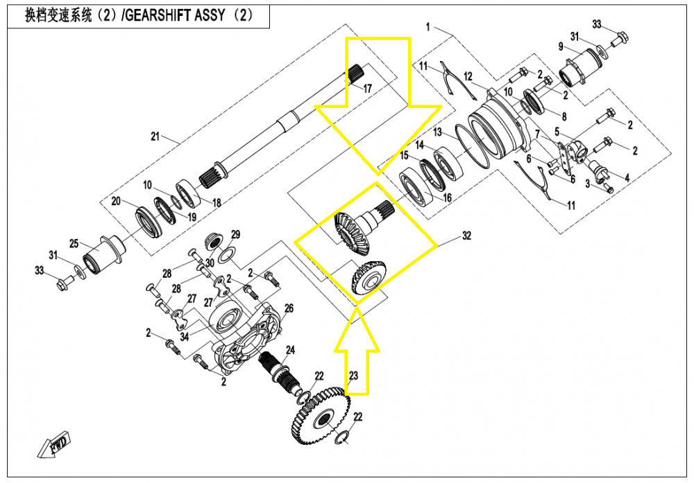 PINIOANE TRANSMISIE CFMOTO 400 / 450 / 520 / 550 / 625 / 800 / 820 / 850 / 1000 2015-2019 [3]
