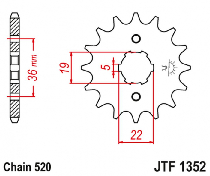 PINION FATA HONDA TRX 250/300 '87-09', CR 250 '82-85', CR 500 '84-85' NR DINTI 13 [2]