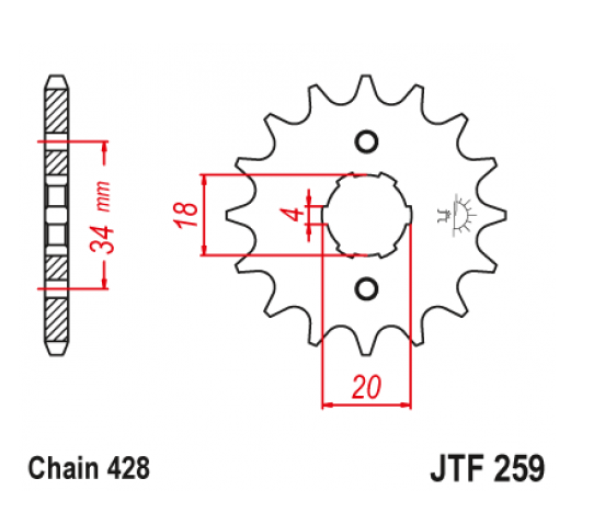 PINION FATA HONDA XL 125, NX 125 CT 125 CM 200 HONDA CG 125 PAS 428 [2]