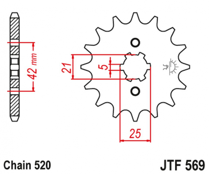 PINION FATA YAMAHA YZ 250 '77 -'98, KAWASAKI KX 250 '87 -'98 [2]