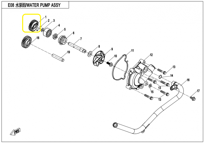 PINION POMPA APA CFMOTO CFORCE 850 / 1000 / ZFORCE 950 / UFORCE 1000 [4]