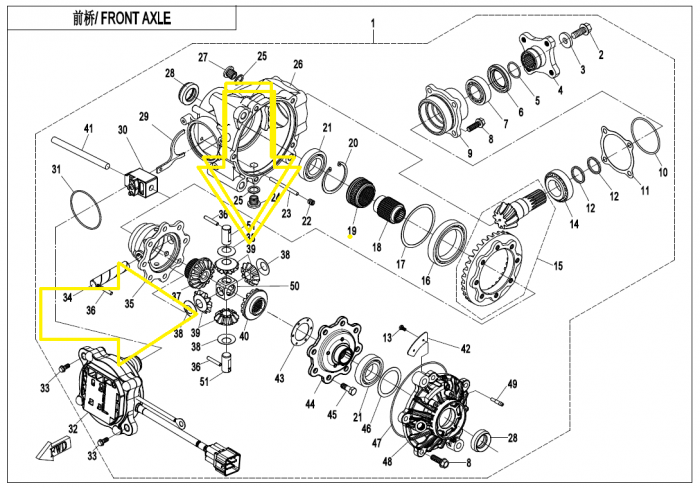 PINION SATELIT GRUP FATA / SPATE CFMOTO 400/450/500/520/550/625/800/1000 [3]