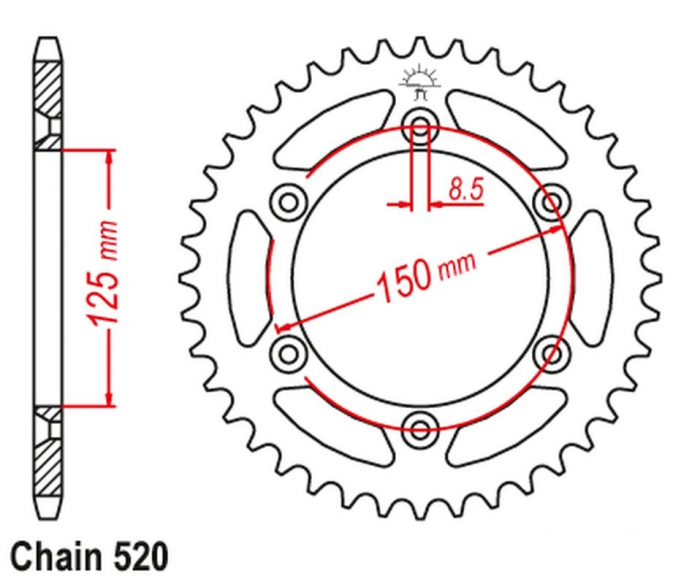 Pinion spate aluminiu  KTM EXC/ EXC-E, EXC-F, EXE, LC2 125-690 1991- 125-690 1991-2022 [2]