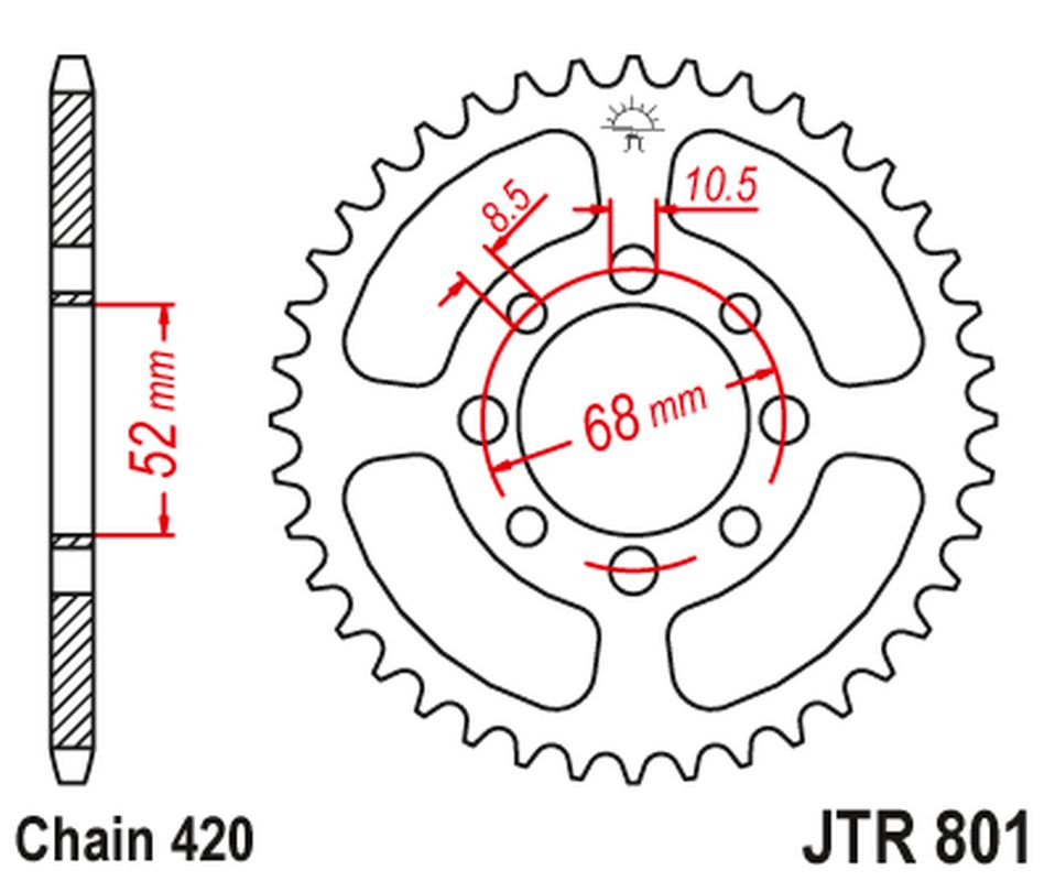 PINION SPATE SUZUKI AP/AC/RV 50, RM 50 '81-82, KAWASAKI JOY 125 '08-10, KLX 110 '10-20, KZE 115 '13-15, MAX 100, AE/AR 80 '81-82 [2]