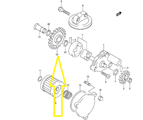 PINION POMPA ULEI SUZUKI ATV LT-Z400 03-14  / SUZUKI DR-Z 400 00-22 [4]