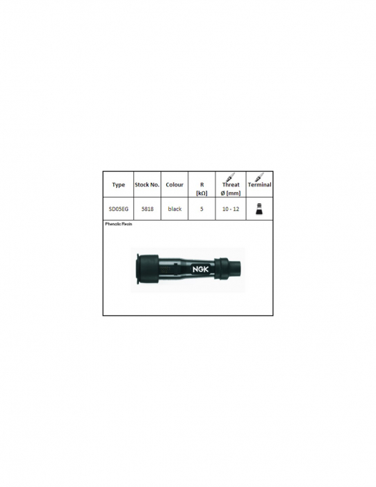 Pipa bujie dreapta NGK SD05EG NEAGRA [3]