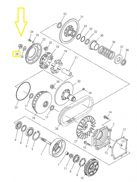Piulita ax variator Yamaha Grizzly 350/450/550/660/700 16x1 cheie 22mm [2]