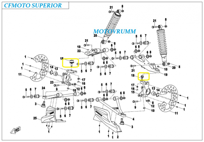PIVOT SUPERIOR CFMOTO ATV 400/450/500/520/600/625/800/820/850/1000 07-24 OEM [8]