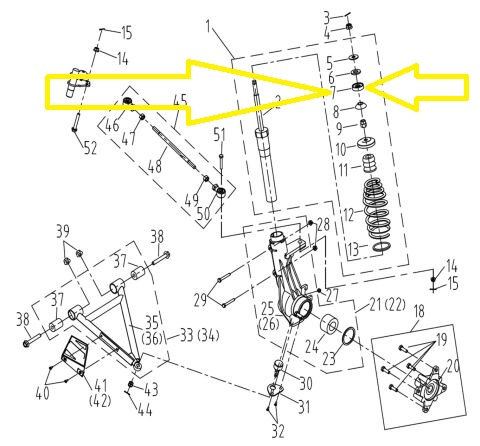 PLACA PIVOT AMORTIZOR FATA LINHAI 260 / 300 / 400 / 370 PROMAX T3b /  500 E2 / M750L T3b [3]