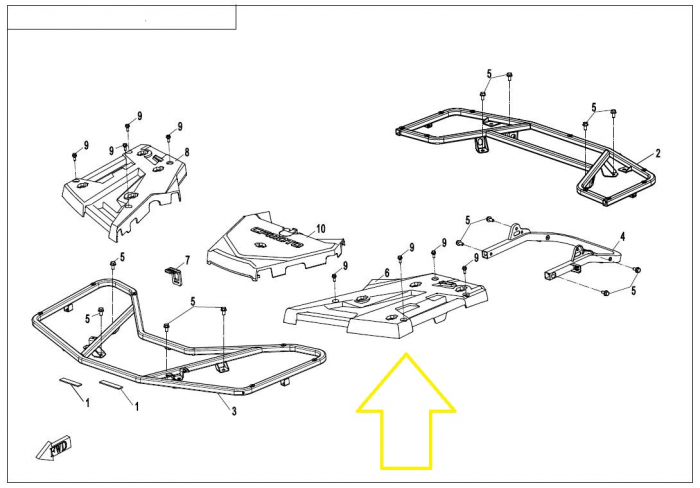 PLACA PLASTIC FATA STANGA CFMOTO CFORCE 850/1000 2017-2023 [2]