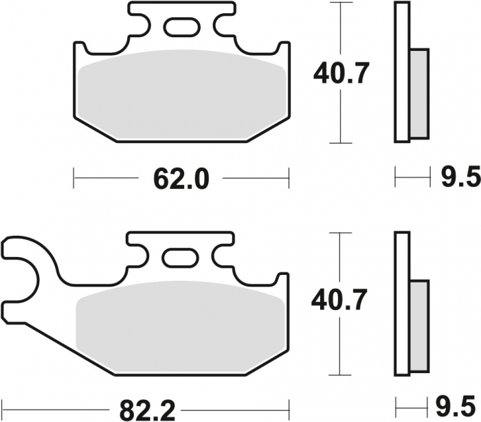 PLACUTE SINTER FAȚĂ DREAPTA CAN-AM DS 650, Outlander 650/800 G1, Renegade 500/800 G1, SUZUKI LT-A 400  '08-'21, LT-A 500/750 '11-'20 / CAN-AM Outlander 400/500/800 '05-'15, YAMAHA YFM 450 [3]