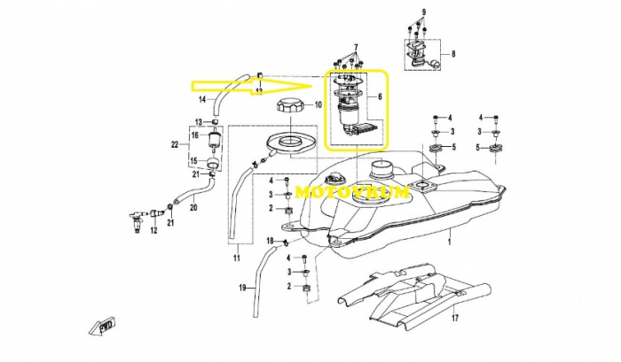 POMPA BENZINA COMPLETA  CFMOTO  450S / 400 / 500 / 600 / 625 INJECTIE  2013=> [6]