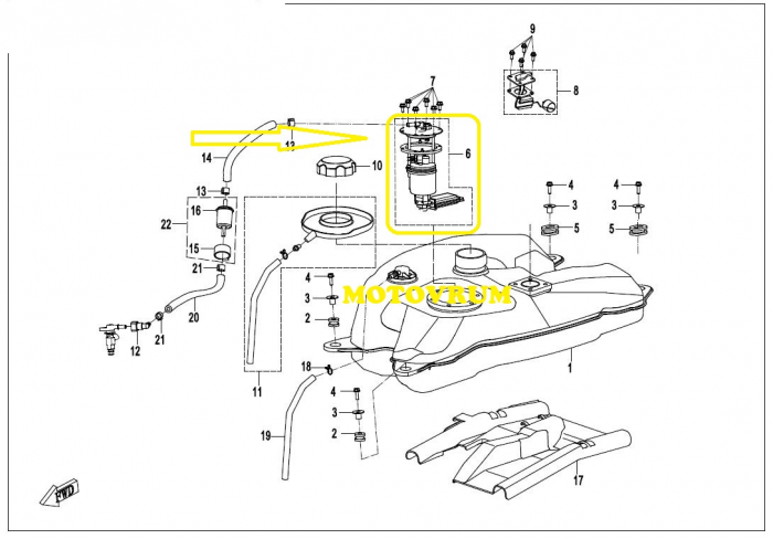 POMPA BENZINA COMPLETA CFMOTO 400 / 450 / 500 / 520 / 550 / 600 / 625 INJECTIE  2013=>2024 [3]