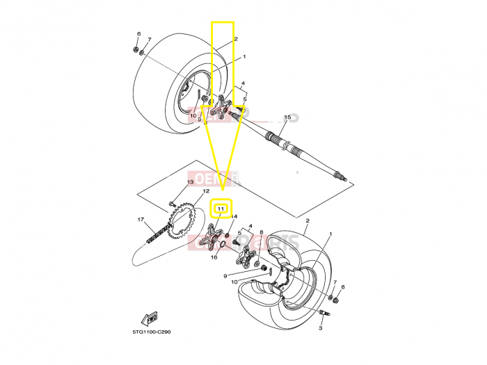 PRINDERE PINION YAMAHA RAPTOR 700 YFZ 450 5TG-25386-00-00 / 1S3-25386-00-00 [2]