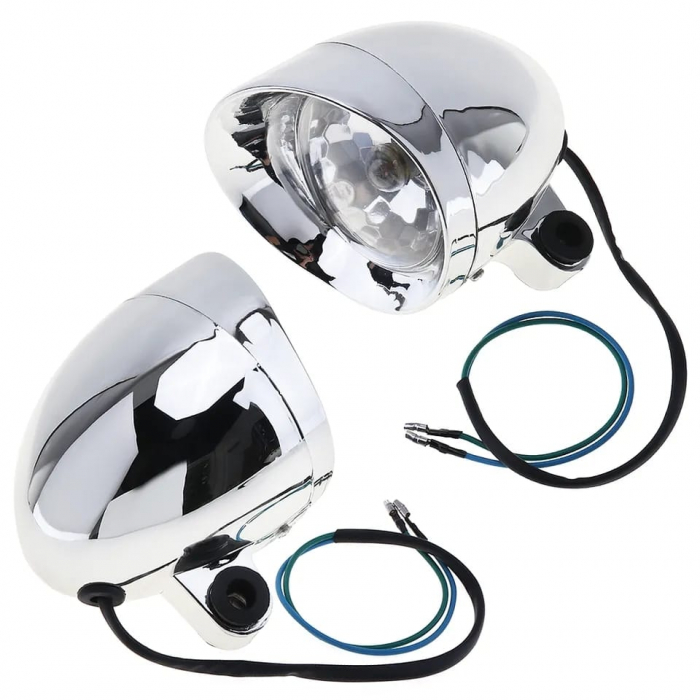 PROIECTOARE CROMATE MOTOCICLETA RETRO 2BUC/SET [2]