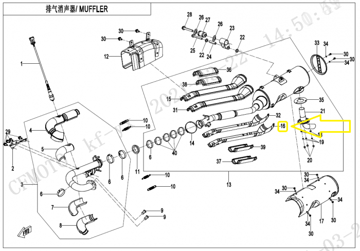 PROTECTIE ESAPAMENT PARTEA DE JOS CFMOTO CF600AU-3LF 2021-2022 [2]