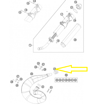 Racord toba evacuare rezonator KTM / HUSQVARNA / BETA  29 MM ȘI 30 MM, Lungime 45MM [3]