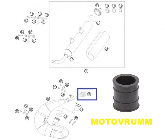 RACORD TOBA KTM / HUSQVARNA / BETA DIAM. 30 MM, LUNGIME 40 MM [4]