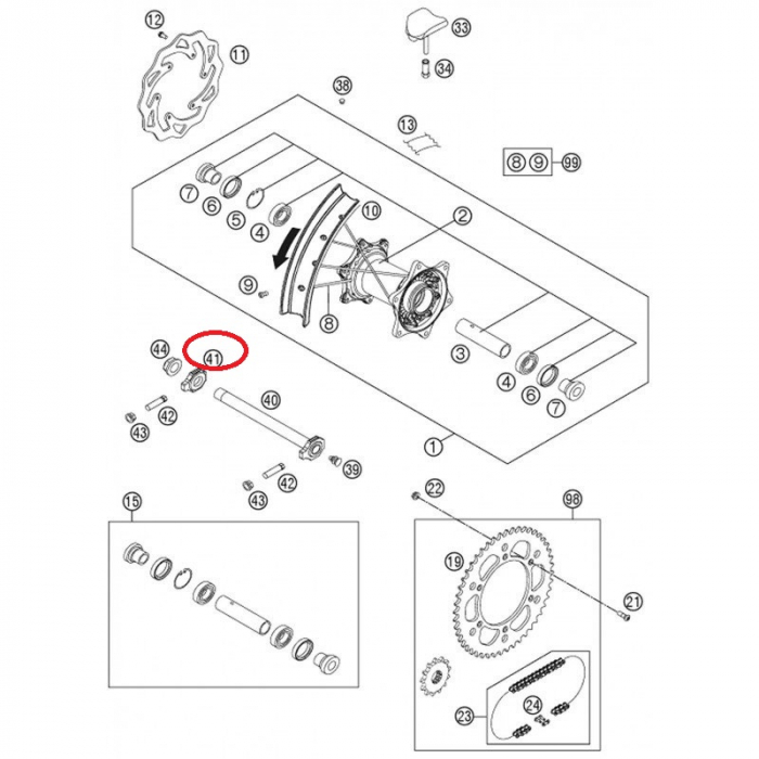 Intinzator roata spate KTM EXC/EXC-F/ SX/SX-F '00-'19 [2]