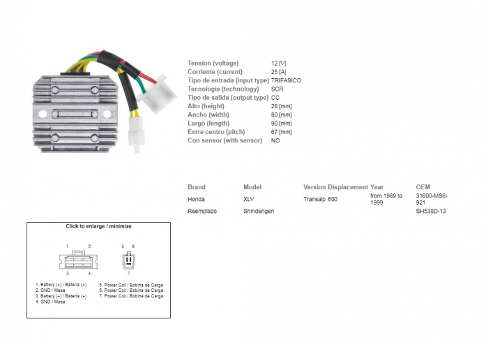 REGULATOR DE TENSIUNE DZE HONDA XL 600V TRANSALP 91-99 [1]