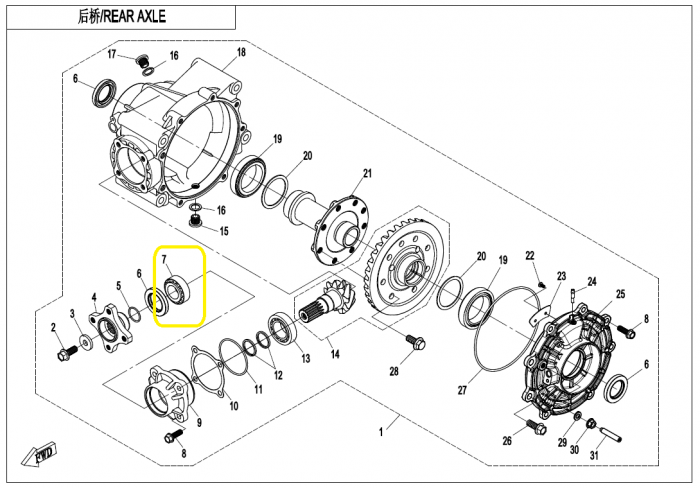 RULMENT PINION ATAC DIFERENTIAL FATA / SPATE CFMOTO 400/450/520/550/625/850/1000 [2]