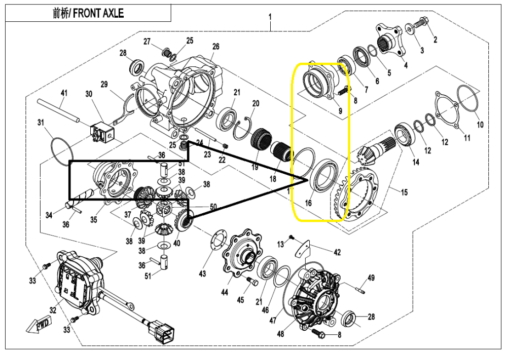 RULMENT SUSTINERE COS SATELITI DIFERENTIAL FATA ATV/SSV/UTV 2016-2026 [2]