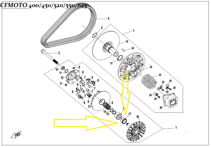 RULMENT VARIATOR CFMOTO 400 450 520 550 600 625 ATV/UTV/SSV 2016-> [2]