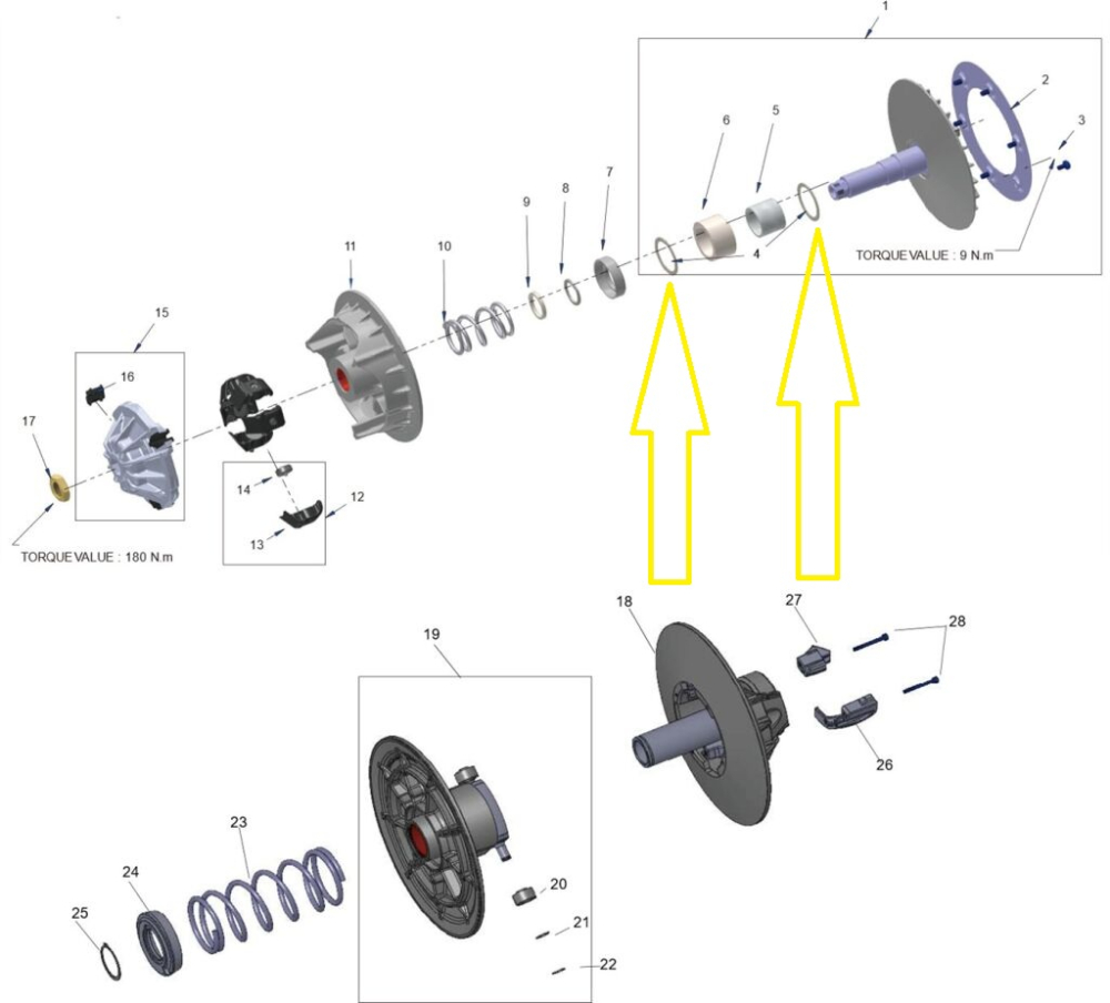 SAIBA FRICTIUNE RULMENT VARIATOR SEGWAY AT5 S / AT5 L / AT10L / SNARLER AT6 [3]