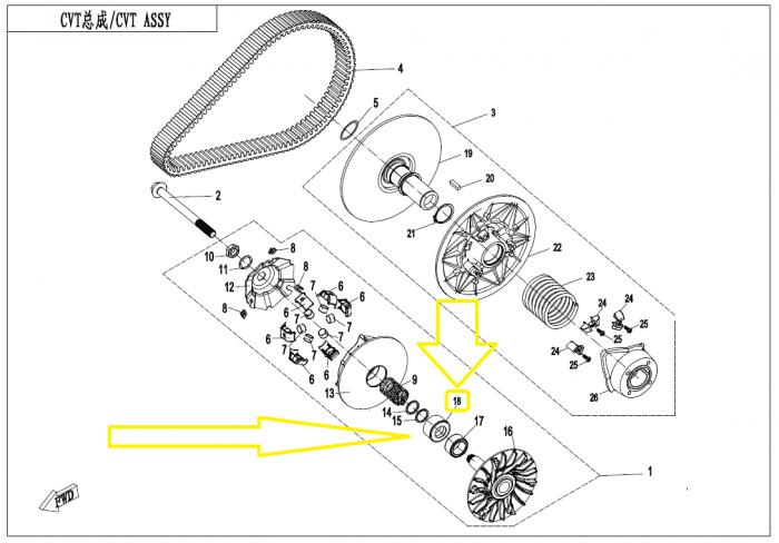 SCAUN ARC VARIATOR PRINCIPAL CFMOTO 400/450/520/550/625/850/1000 ATV / SSV / UTV 2016-2024 [3]