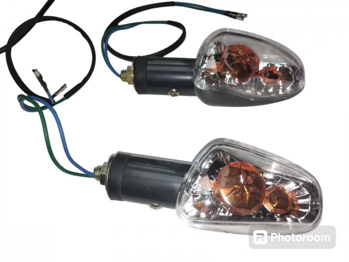 SET SEMNALIZARI MOTO UNIVERSALE CU BEC  STICLA TRANSPARENTA LUMINA PORTOCALIE [1]