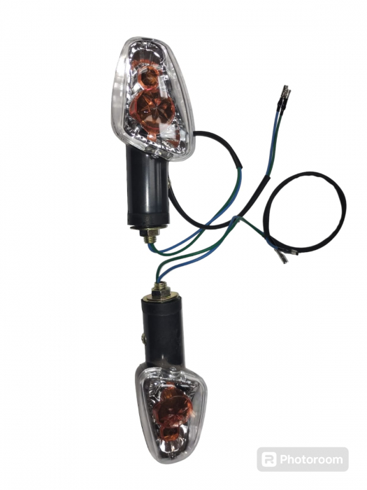SET SEMNALIZARI MOTO UNIVERSALE CU BEC  STICLA TRANSPARENTA LUMINA PORTOCALIE [3]