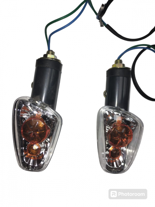 SET SEMNALIZARI MOTO UNIVERSALE CU BEC  STICLA TRANSPARENTA LUMINA PORTOCALIE [2]