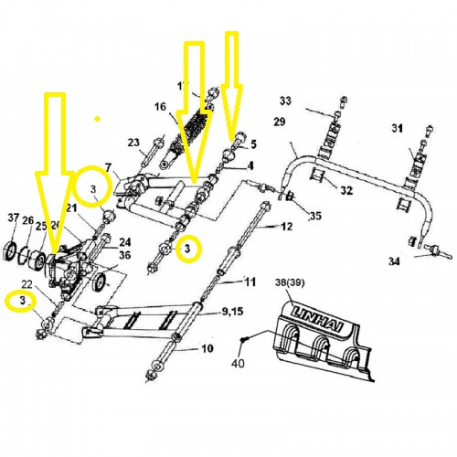 SET BUCSE BRAT-CADRU / FUZETA SPATE (BUTUC) LINHAI 400 / 550 / 570 [2]