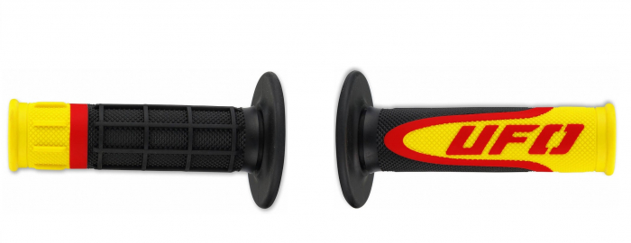 SET MANSOANE MOTOCICLETA UNIVERSALE 22MM -25MM UFO GALBEN-ROSU [2]