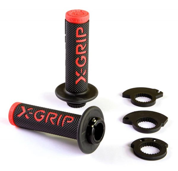 Set mansoane X-GRIP cu adaptori cablu acceleratie ORANGE / NEGRU KTM ( LOCK ON ) [1]