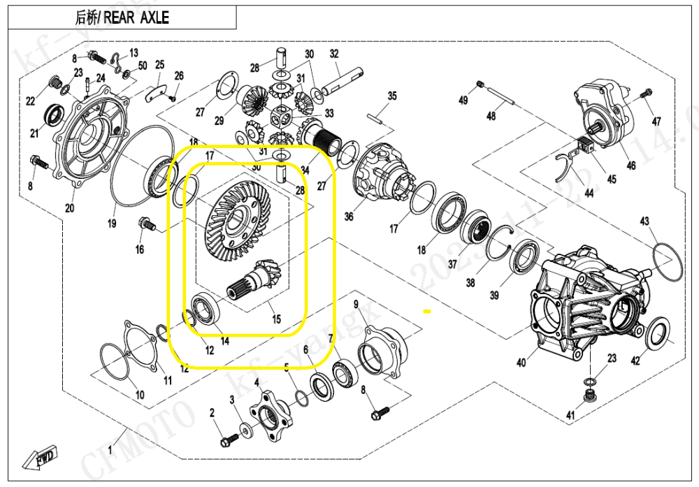 SET PINIOANE GRUP SPATE CFMOTO CFORCE 400 X4 / 500 X5 / 600 X6 2022-2026 [3]