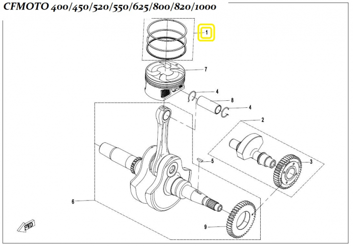 SET SEGMENTI CFMOTO 400S / 450L / 550 / 520 / 800 / 600 / 625 / 800 / 820 / 850 / 1000  2012-> [2]