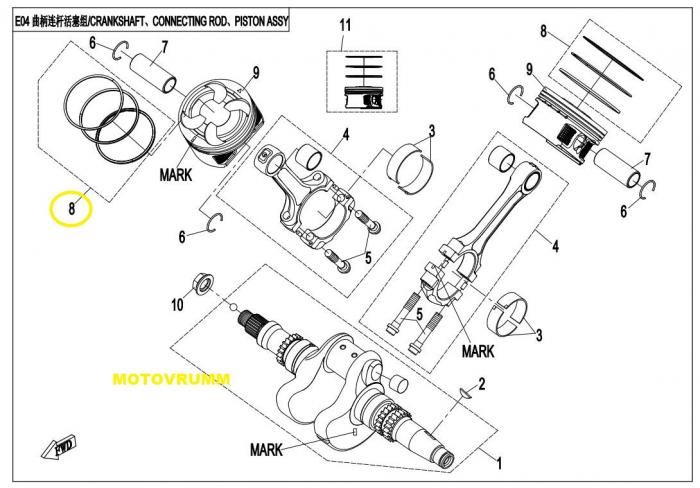 SET SEGMENTI CFMOTO 600 / 625 X6  96MM 2011-2016 [2]