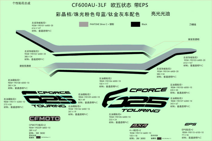 SET STICKERE CFMOTO CFORCE 625 TOURING [3]