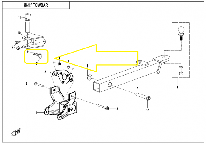 SIGURANTA BOLT CUI REMORCARE CFMOTO CFORCE / ZFORCE / UFORCE [2]