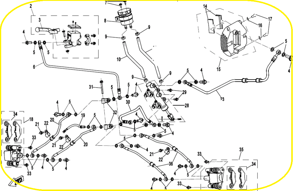 SISTEM COMPLET FRANA CFMOTO CFORCE 400/450/520/550 2015-2019 [3]