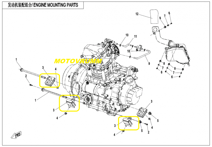SUPORT MOTOR / TAMPON MOTOR CFMOTO 400 / 450 / 500 / 520 / 550 / 600 / 625 / 800 / 1000 [3]