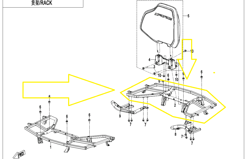 SUPORT PORTBAGAJ SPATE CFMOTO CFORCE X4 / X5  2022-2026 [3]