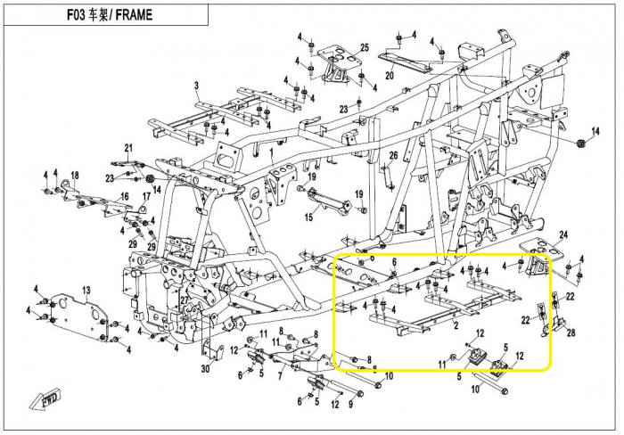 SUPORT PRAG STANGA CF MOTO 400/450/500/550 2015-2021 [3]