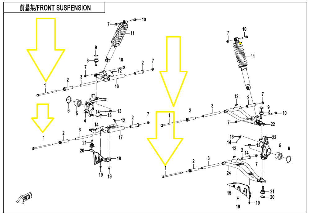 SURUB BRAT FATA SAU SPATE CFMOTO UFORCE 600/625 / ZFORCE 500/600/800/1000 2013-2025 [2]