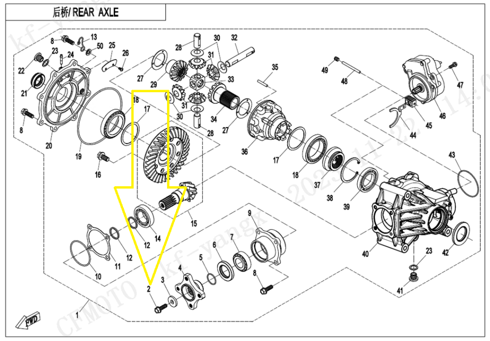 SURUB PRINDERE CUPLA CARDAN SPATE CFMOTO ATV/SSV/UTV 2022->2026 [2]