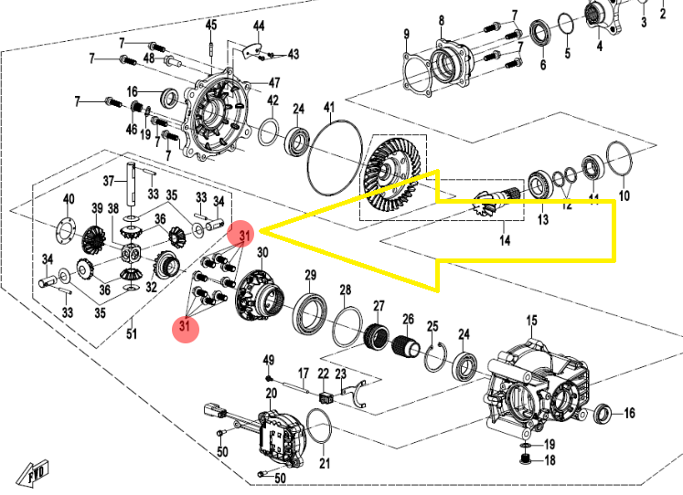 SURUB PRINDERE COROANA DIFERENTIAL FATA-SPATE CFMOTO ATV/UTV/SSV 2007-> [3]
