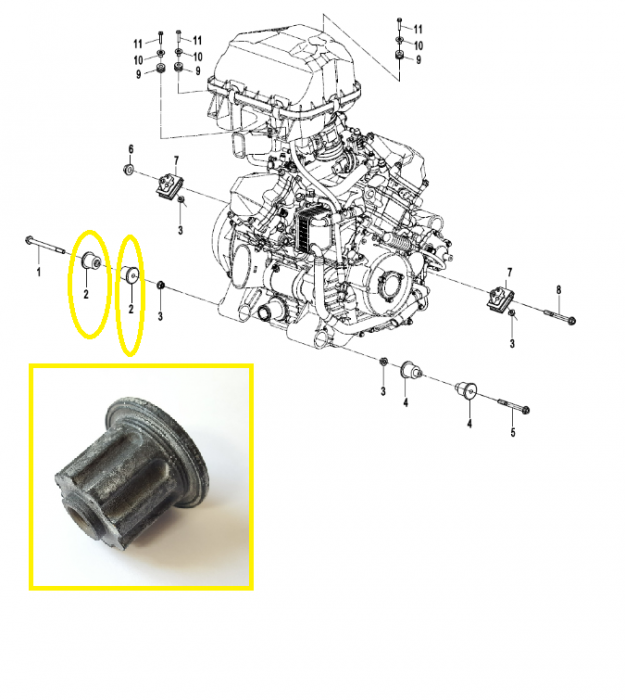 TAMPON / SUPORT MOTOR DREAPTA CFMOTO  800 X8 / 820  / 1000 CC 7020-000120 [1]